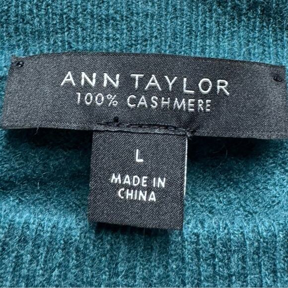 Ann Taylor Cashmere crew neck sweater teal size women’s - Picture 3 of 7
